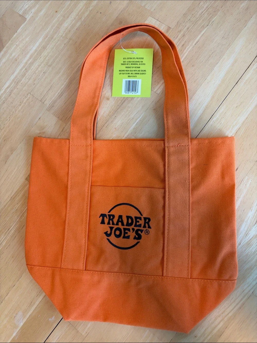 NWT Trader Joe's Trick or Treat Orange Canvas Tote Bag